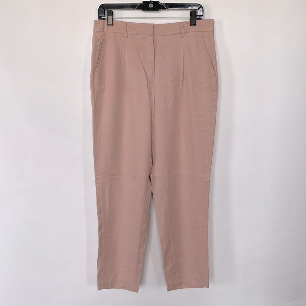 Frank + Oak Pink High Waisted Tencel Pleated Pants